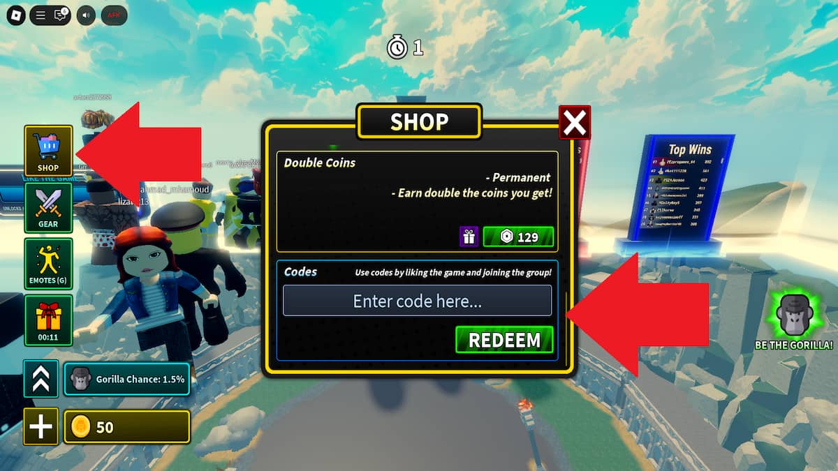 How to redeem Gorilla vs Humans codes