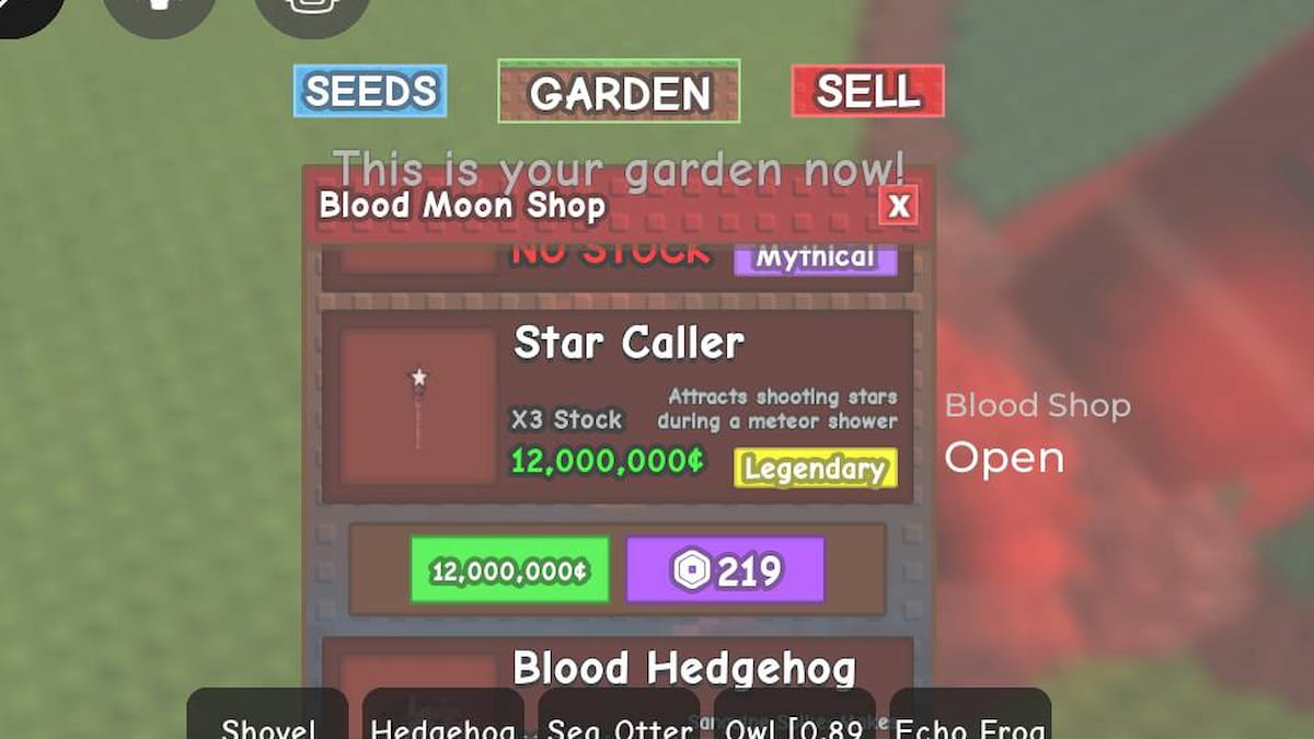The Star Caller Gear in Grow A Garden