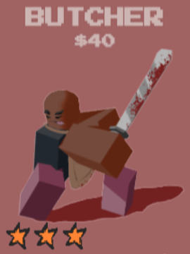 Butcher unit from the Stud Tower Defense Roblox experience.