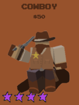 Cowboy unit from the Stud Tower Defense Roblox experience.