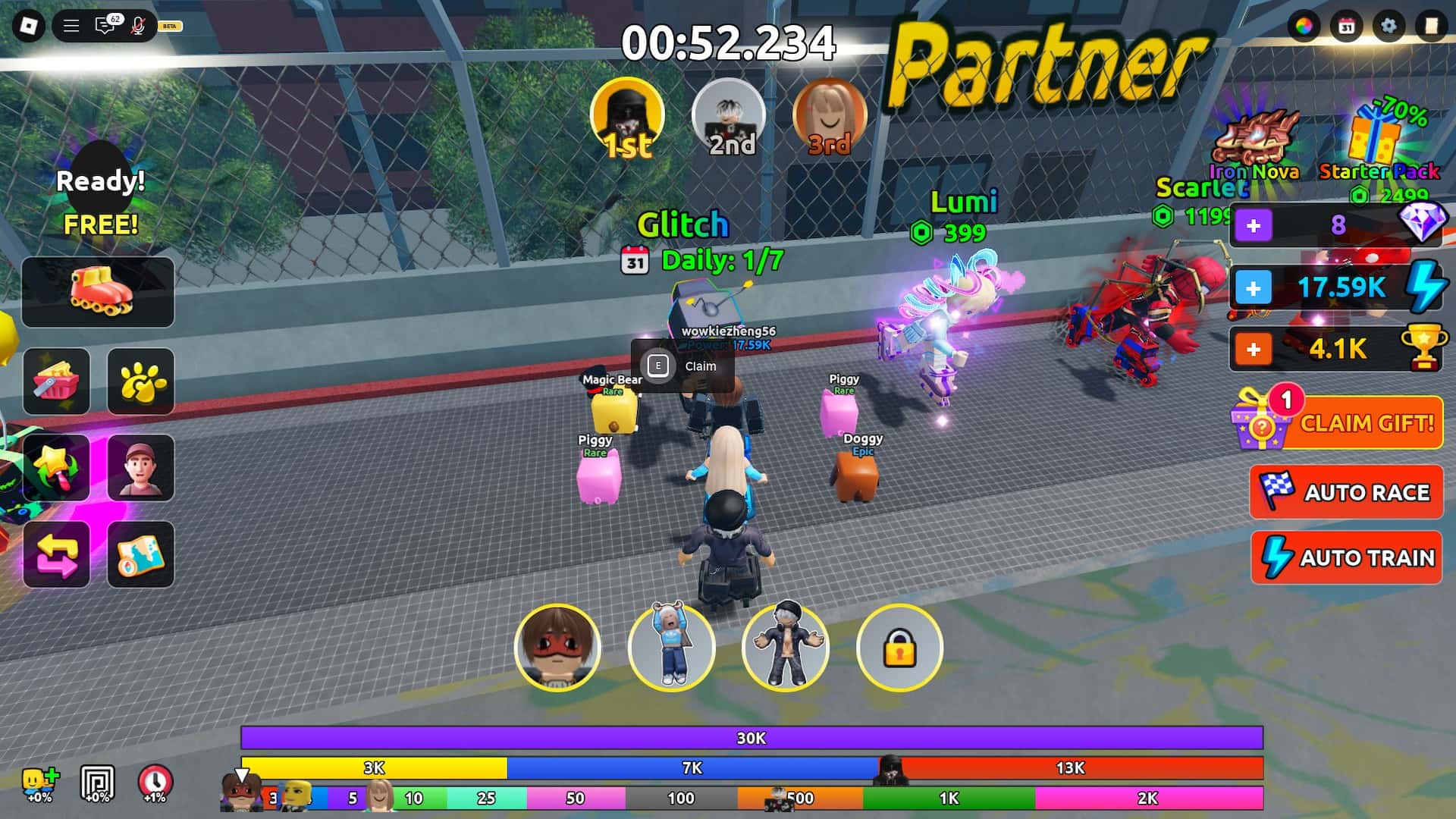 How to get free Glitch partner in the Roller Training Roblox experience.