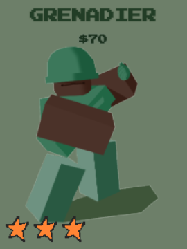 Grenadier unit from the Stud Tower Defense Roblox experience.