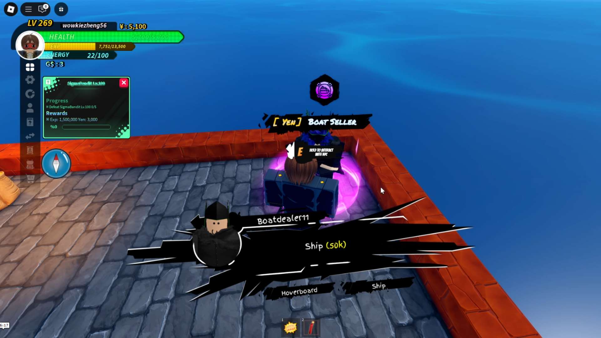 How to buy a boat in Universal Piece Roblox experience.