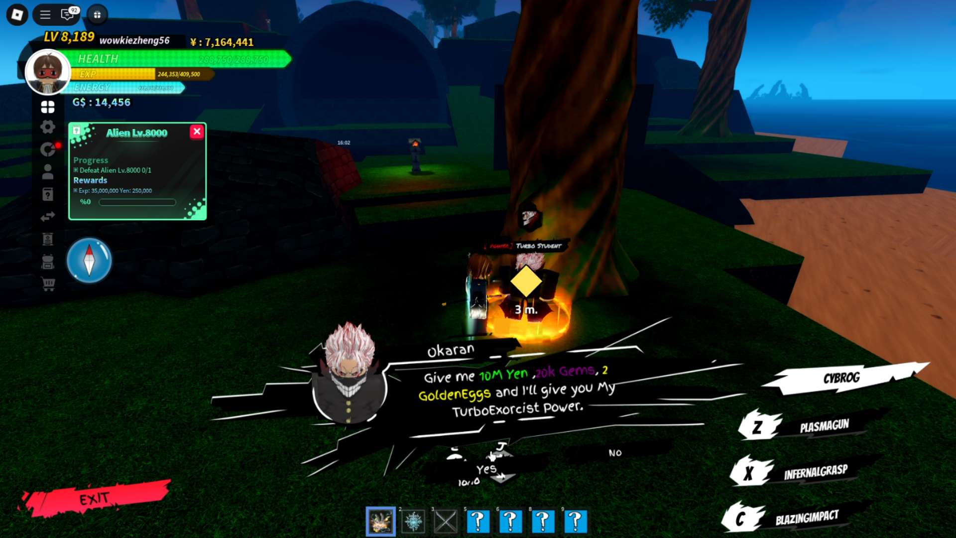 How to get Turbo Excorcist fruit power in Universal Piece Roblox experience.