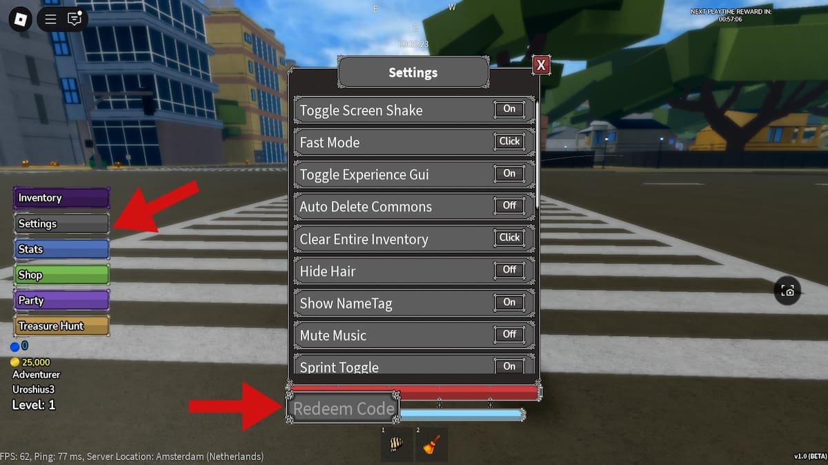 Code redemption system in Bizarre Odyssey