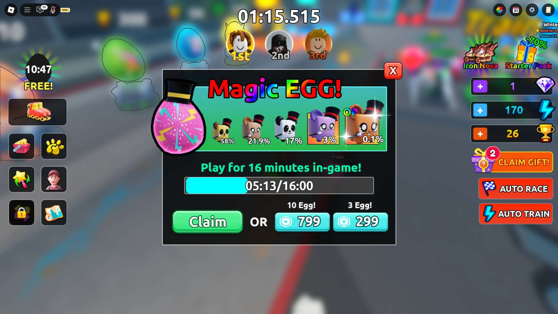 How to redeem free magic eggs in the Roller Training Roblox experience.