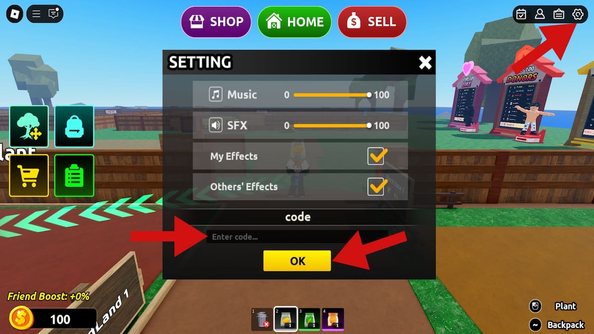 How to redeem codes in Grow Your Farm