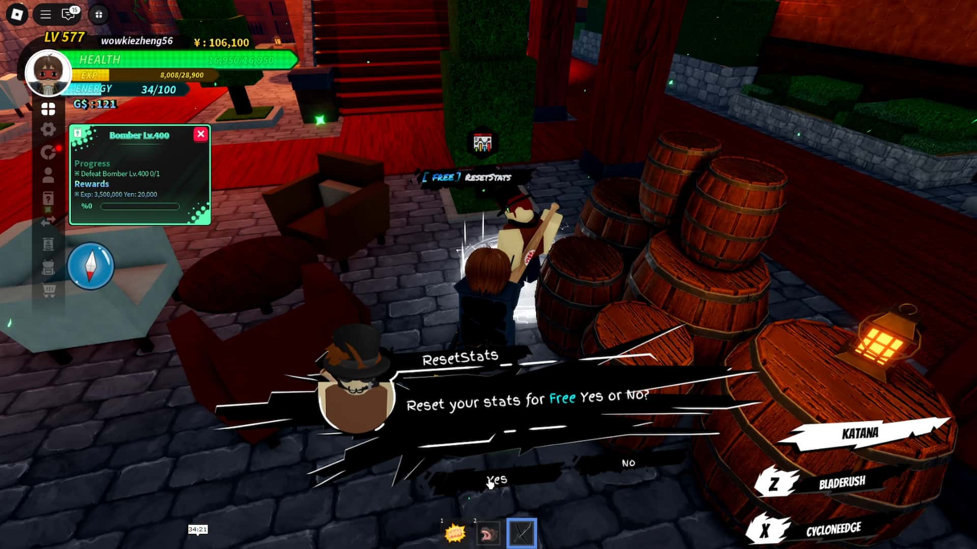 How to reset stats in the Universal Piece Roblox experience.