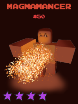 Magmancer unit from the Stud Tower Defense Roblox experience.