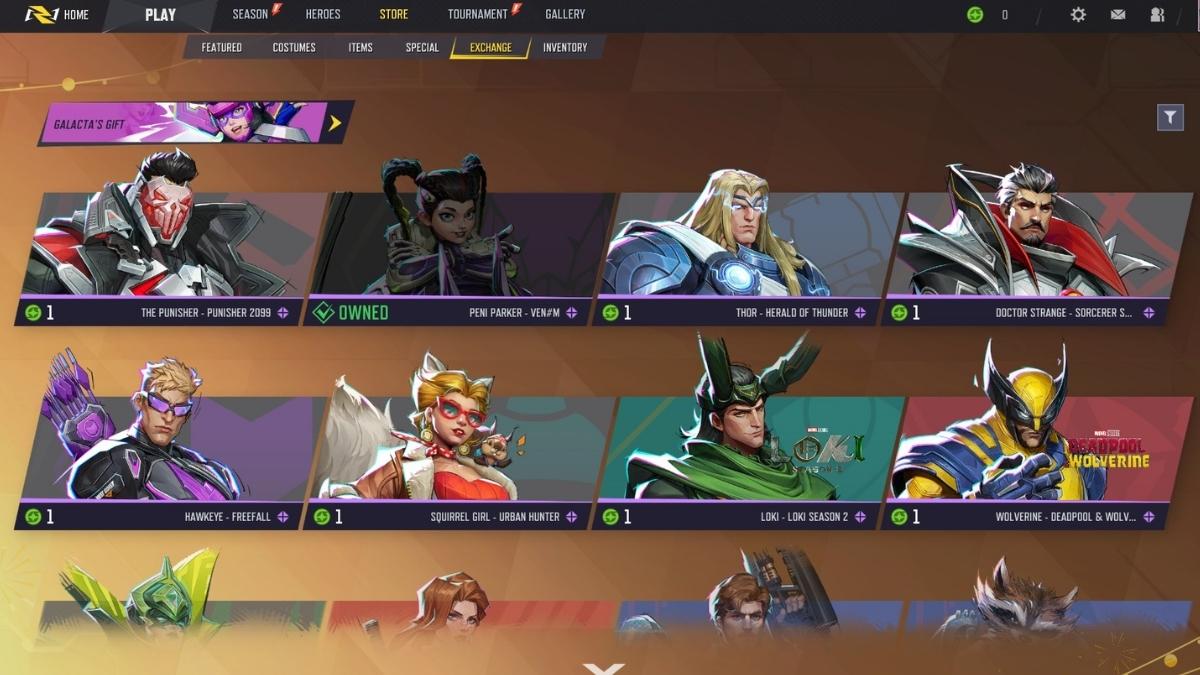 Marvel Rivals Galacta's Gift exchange skins