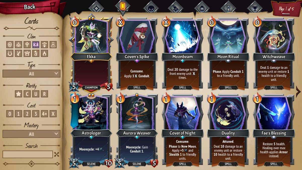 Luna Coven cards in Monster Train 2