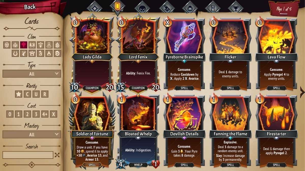 Pyreborne cards list in Monster Train 2