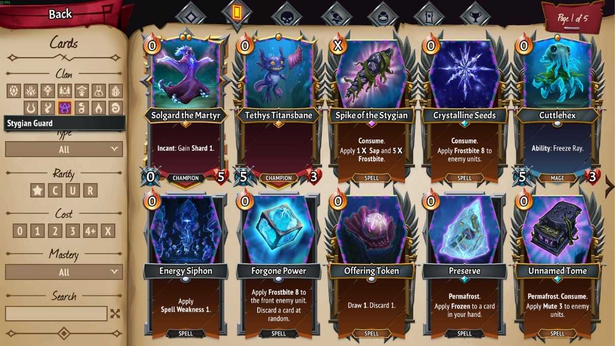 Stygian Guard clan cards in Monster Train 2