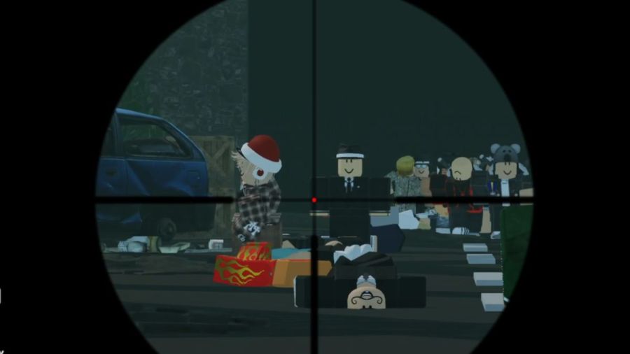 Monsters crowd on the street in Skinwalkers Roblox