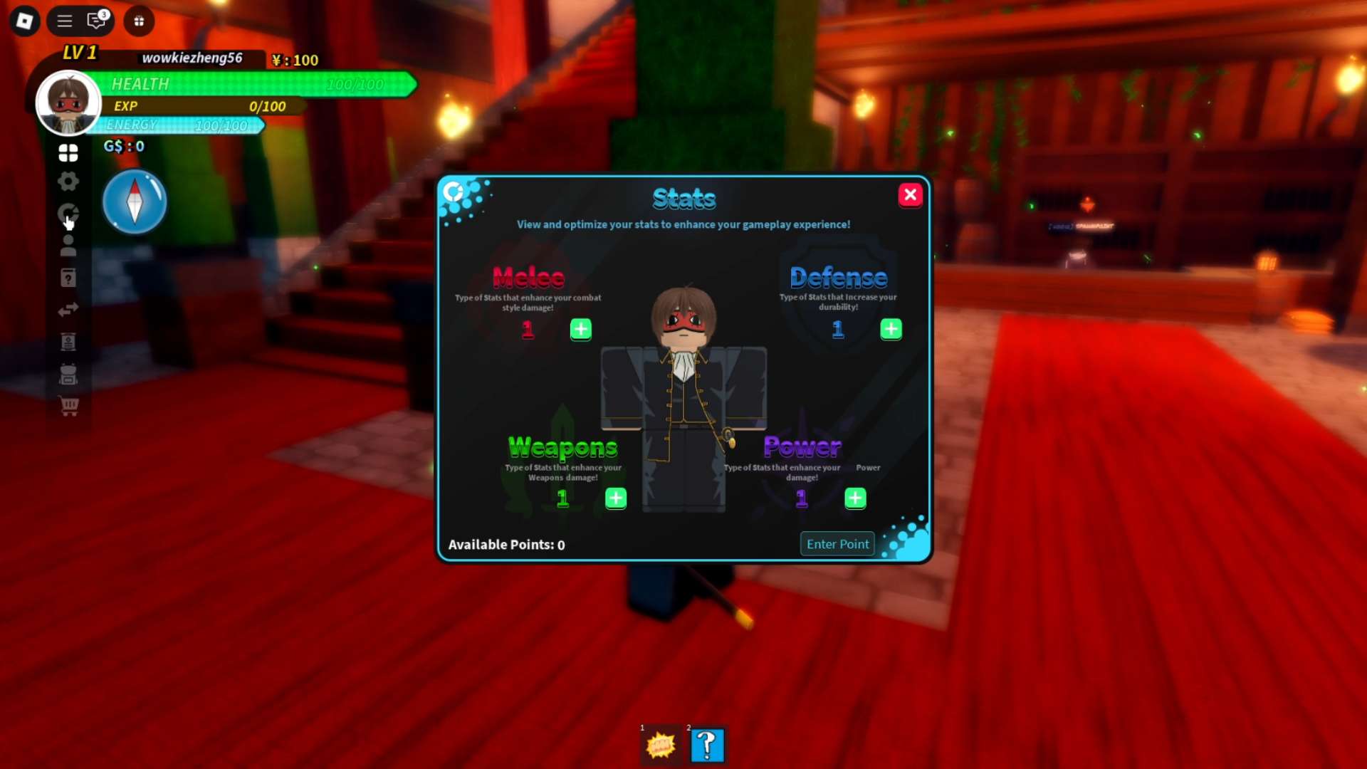 Stats in Universal Piece Roblox experience.