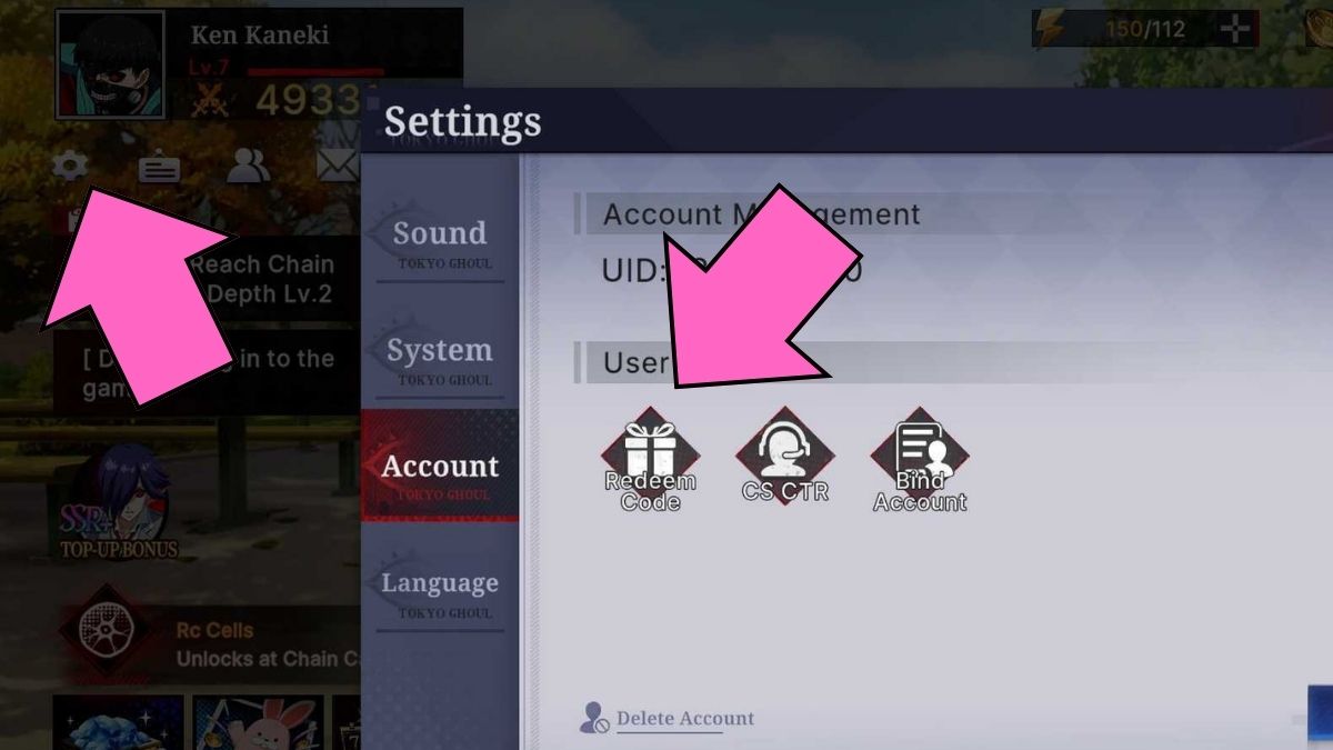 How to redeem codes in Tokyo Ghoul Awakening