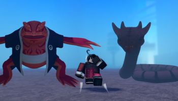 Wagarashi Shukaku and Manda bosses with a character