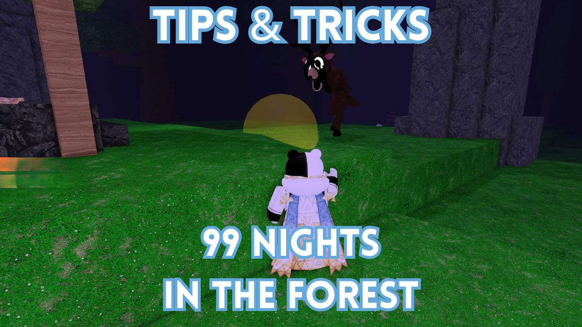 A 99 Nights in the Forest is flashing a flashlight at the monster Deer