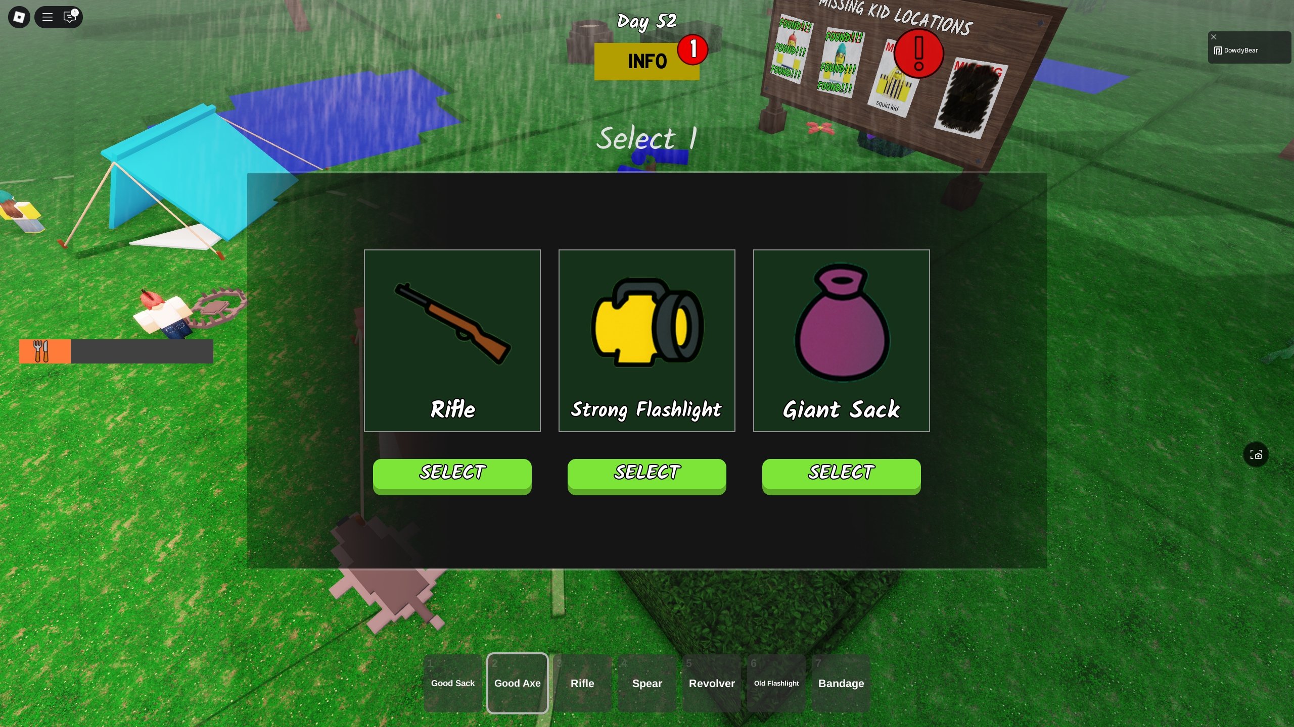 A 99 Nights in the Forest player is trading with the Fur Trader