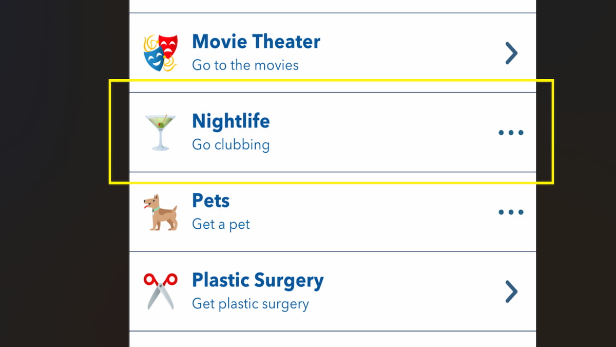 The Nightlife BitLife option