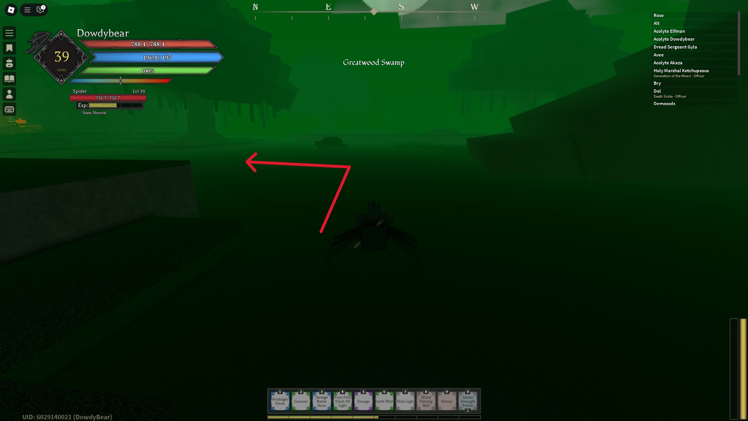A Rune Slayer player has entered the Greatwood Swamp