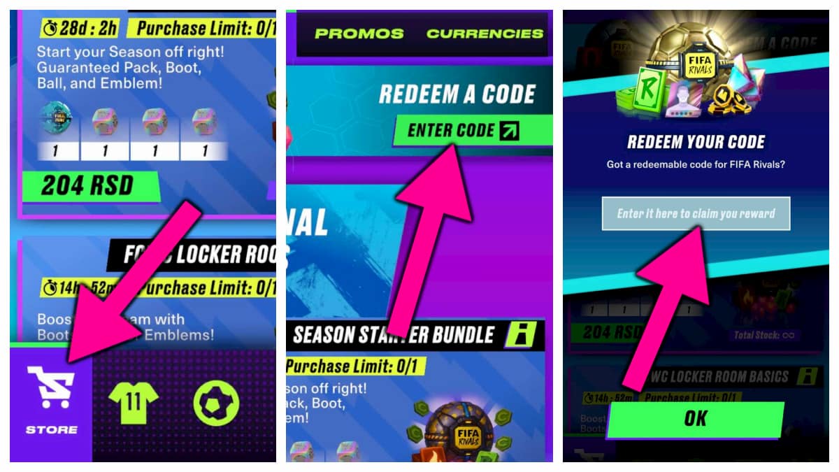 How to redeem FIFA Rivals codes.