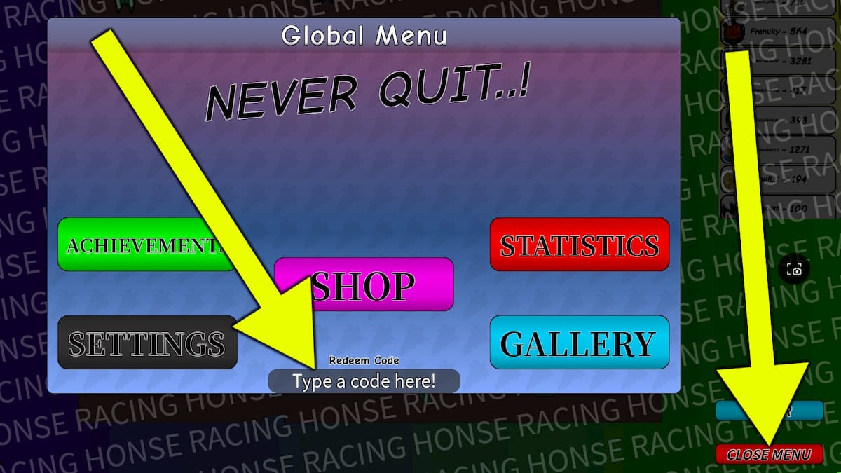 How to redeem Roblox Horse Racing codes.