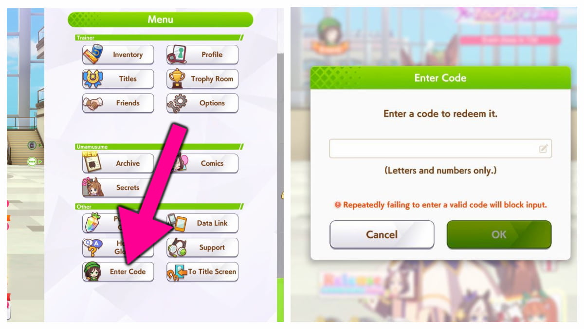 How to redeem Umamusume codes.