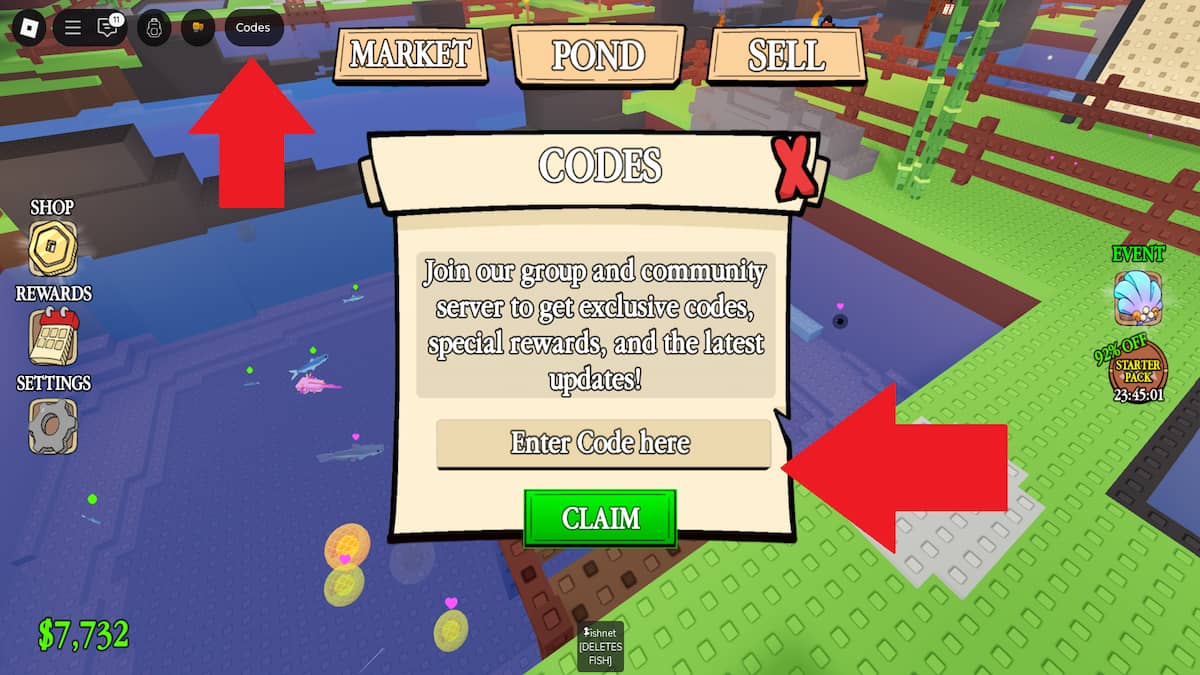 How to redeem Own A Fish Pond codes