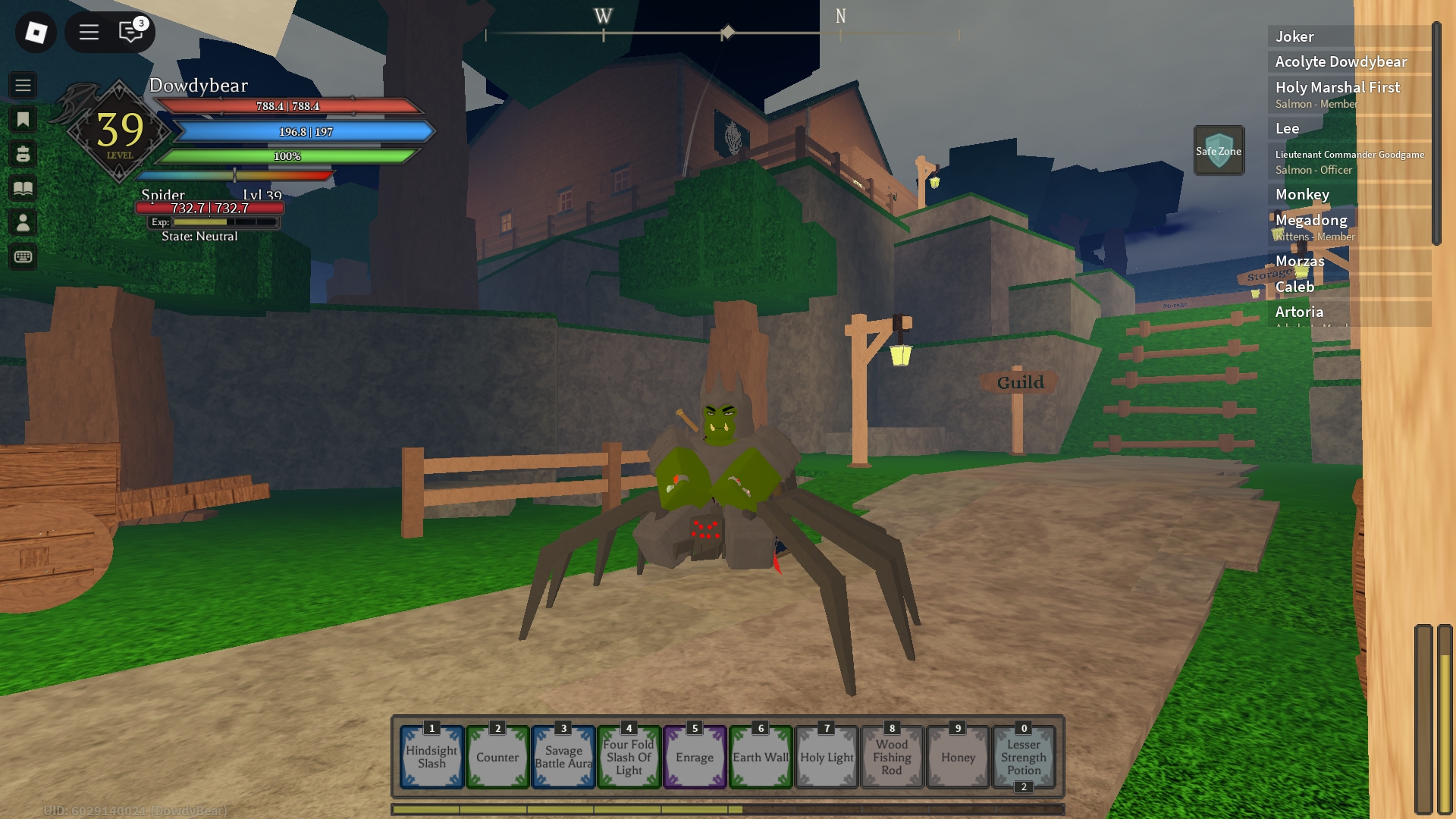 A Rune Slayer player is riding a spider