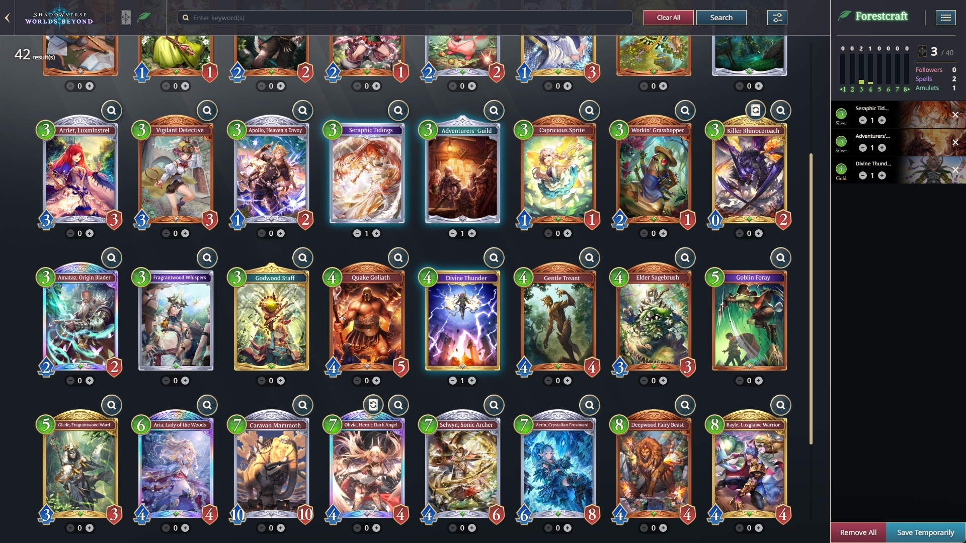 A Deckbuilder on the official Shadowverse website