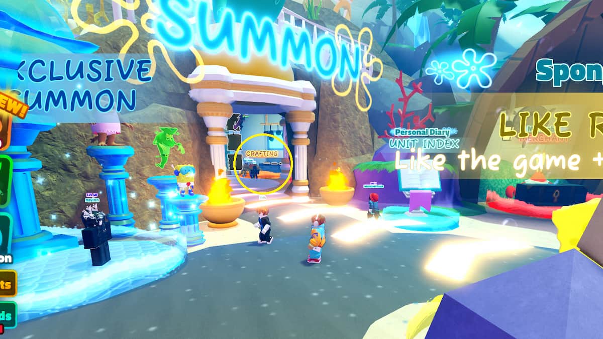The Crafting Area in SpongeBob Tower Defense