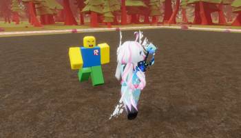 Character beating the Robloxian