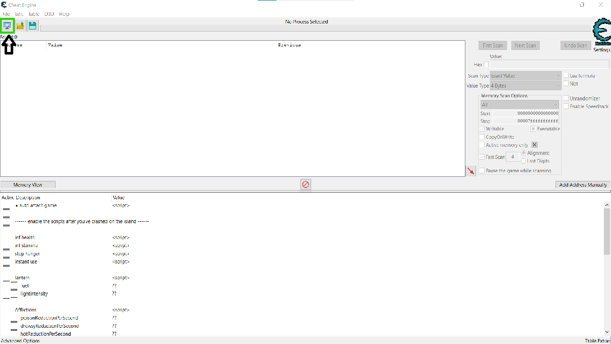 Cheat Engine interface