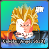 Cokeku Angel SSJ3 unit in Anime Run Kingdom Roblox experience.