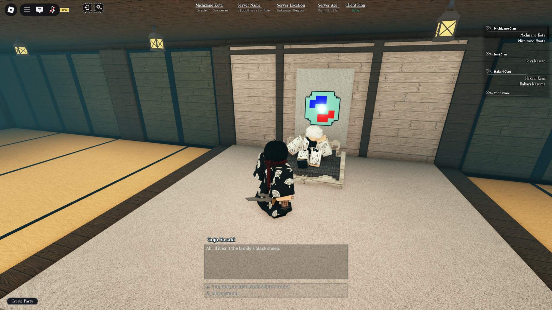 Limitless cursed technique teacher in the Heian Roblox experience