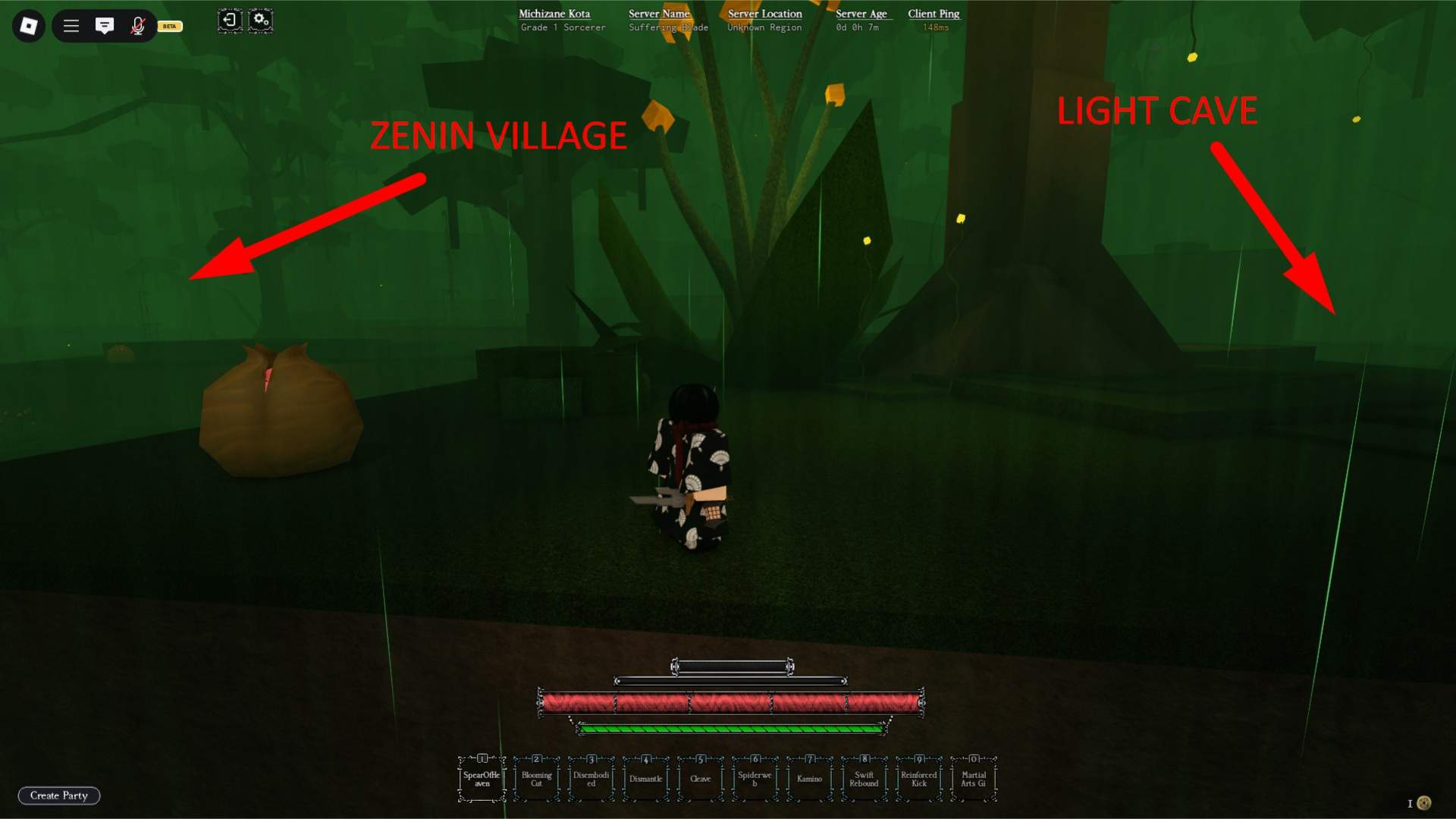 Shrine cursed technique teacher location in the Heian Roblox experience