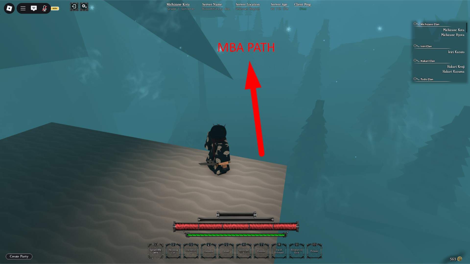 MBA cursed technique teacher road in the Heian Roblox experience