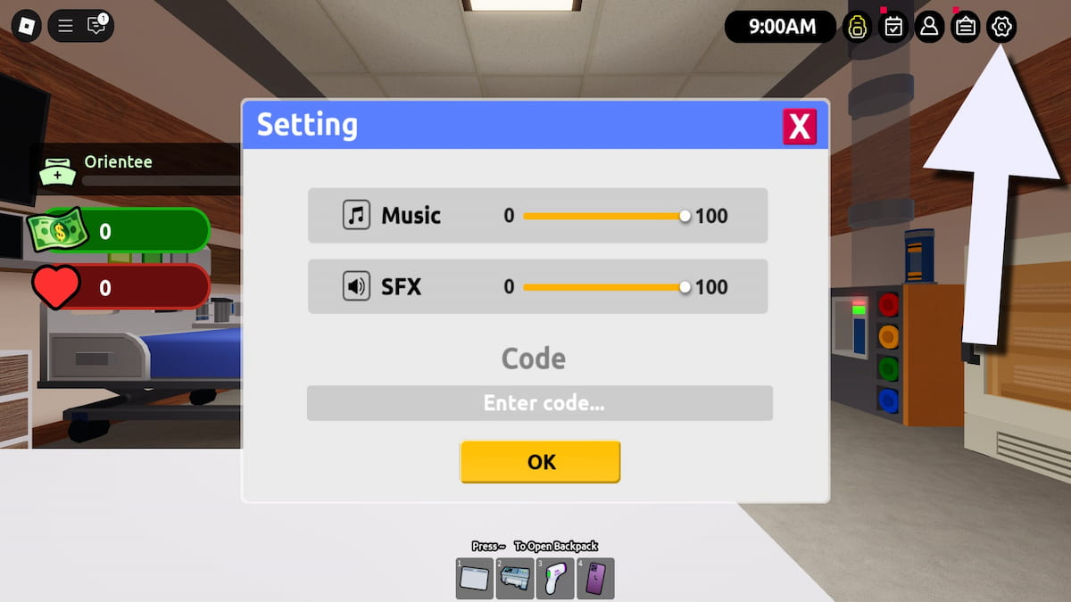 How to redeem codes in Be a Nurse.