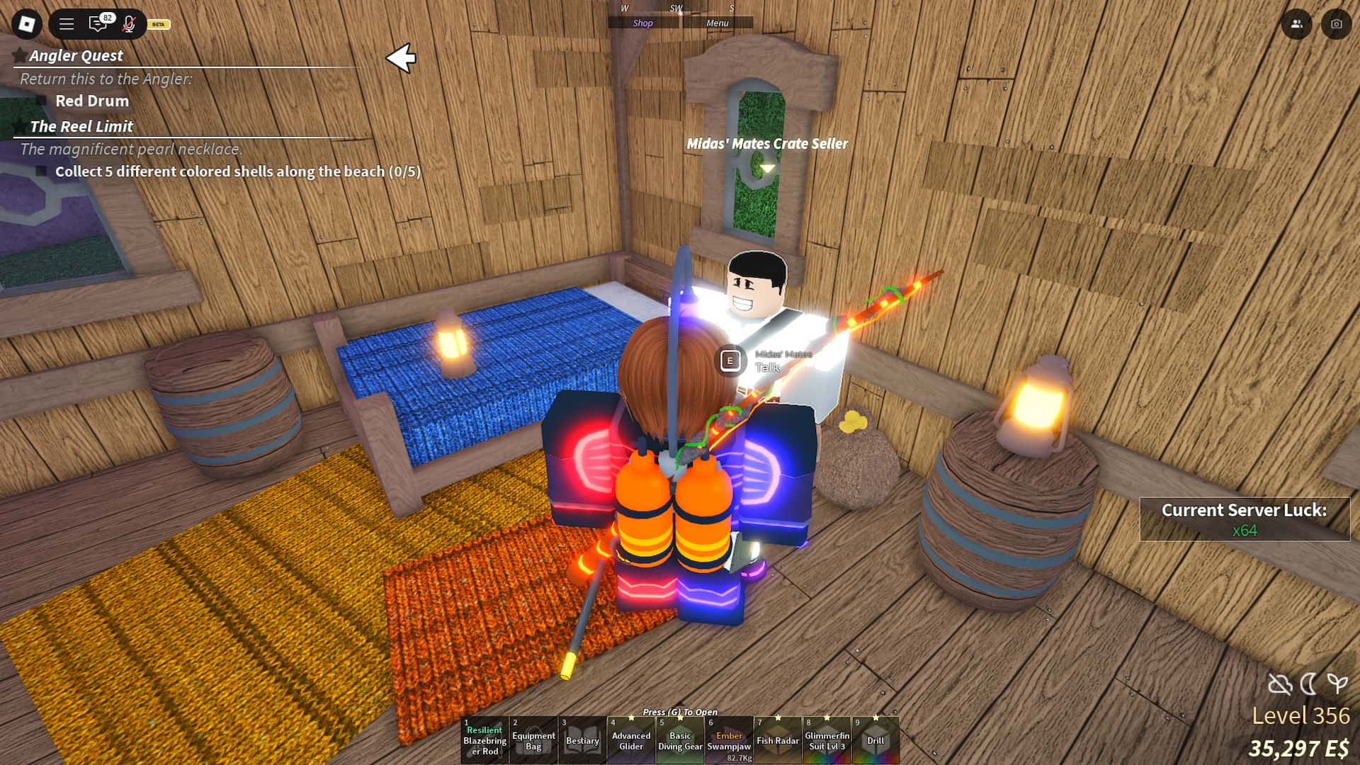 Midas' Mates pirate faction crate NPC in the Fisch Roblox experience.