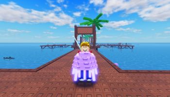 Roblox My Fishing Pier player holding a catch