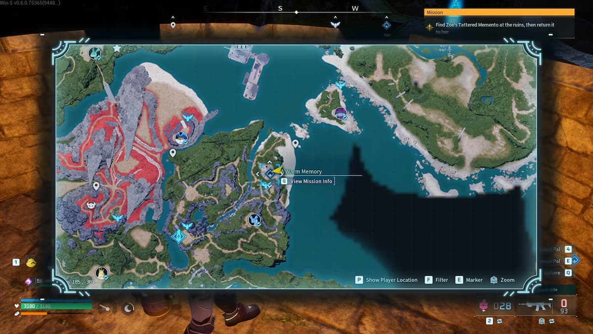 Tattered memento map location in Palworld