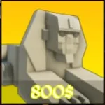 Statue unit in Wild Rails Tower Defense Roblox experience.