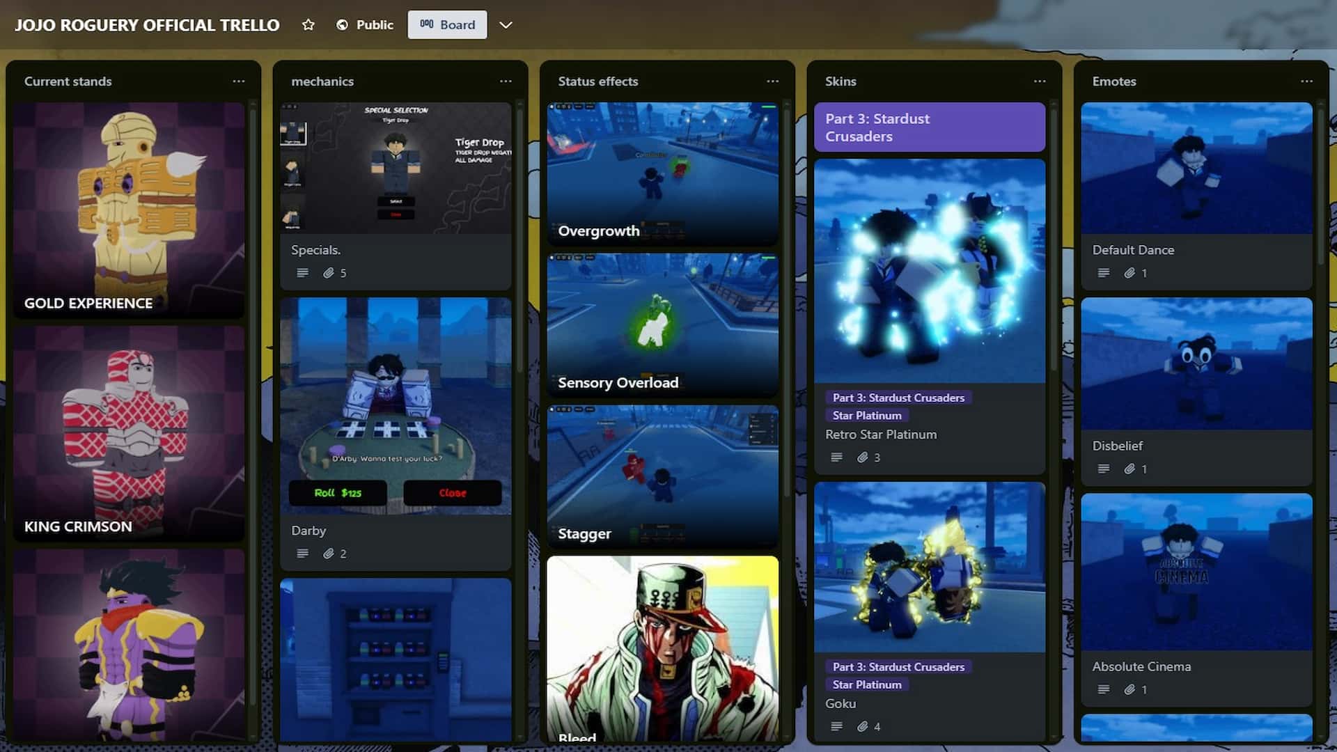 JoJo Roguery Trello board.