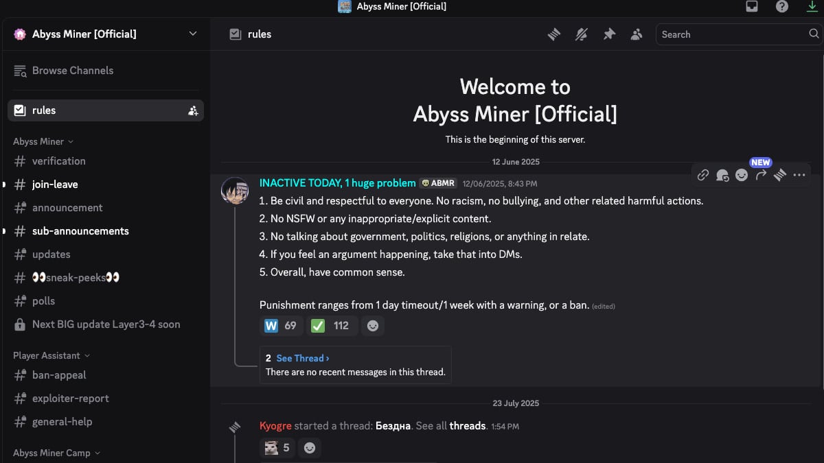 Abyss Miner Official Discord