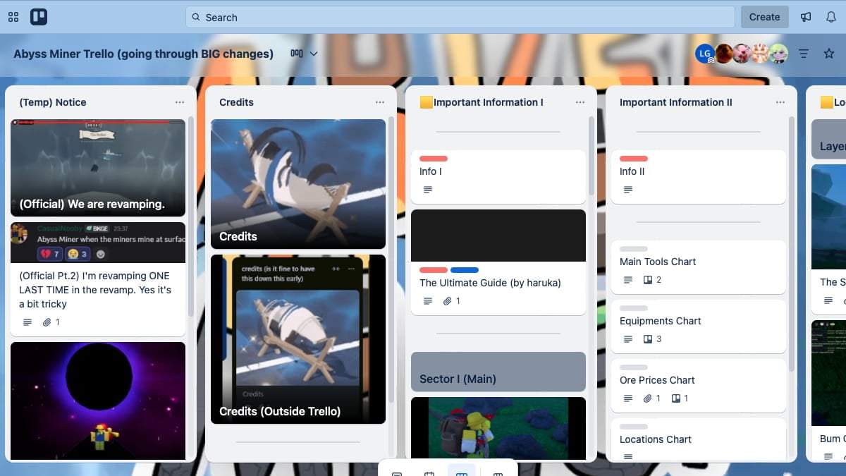 Abyss Miner Trello Board