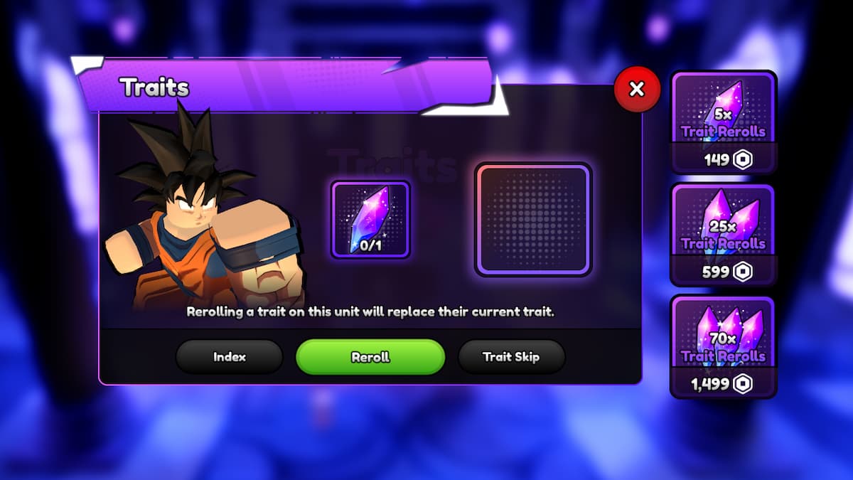 The Trait Reroll Menu