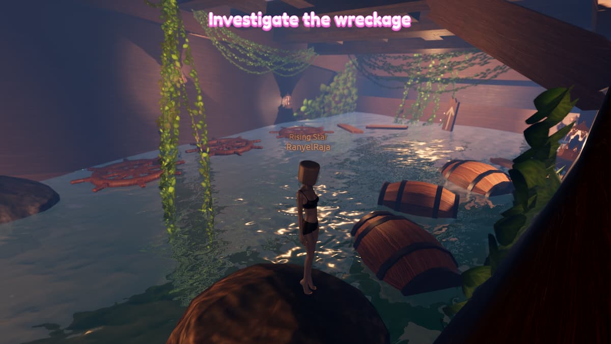 A player inside sunken ship