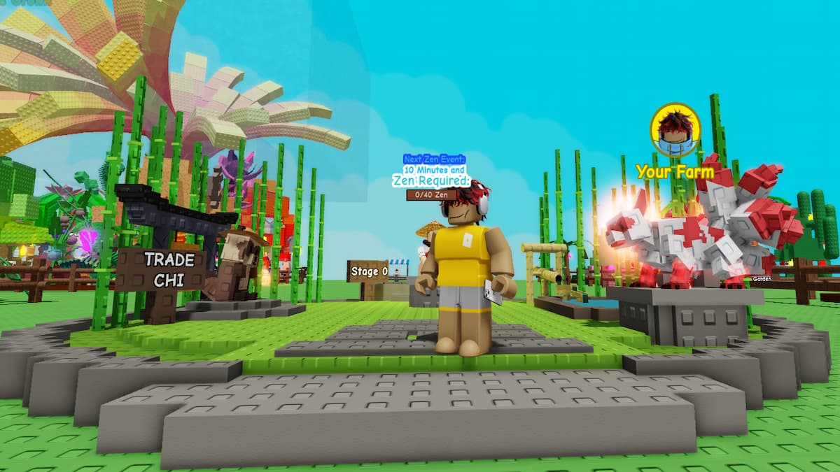 A player standing before the Zen Event Area