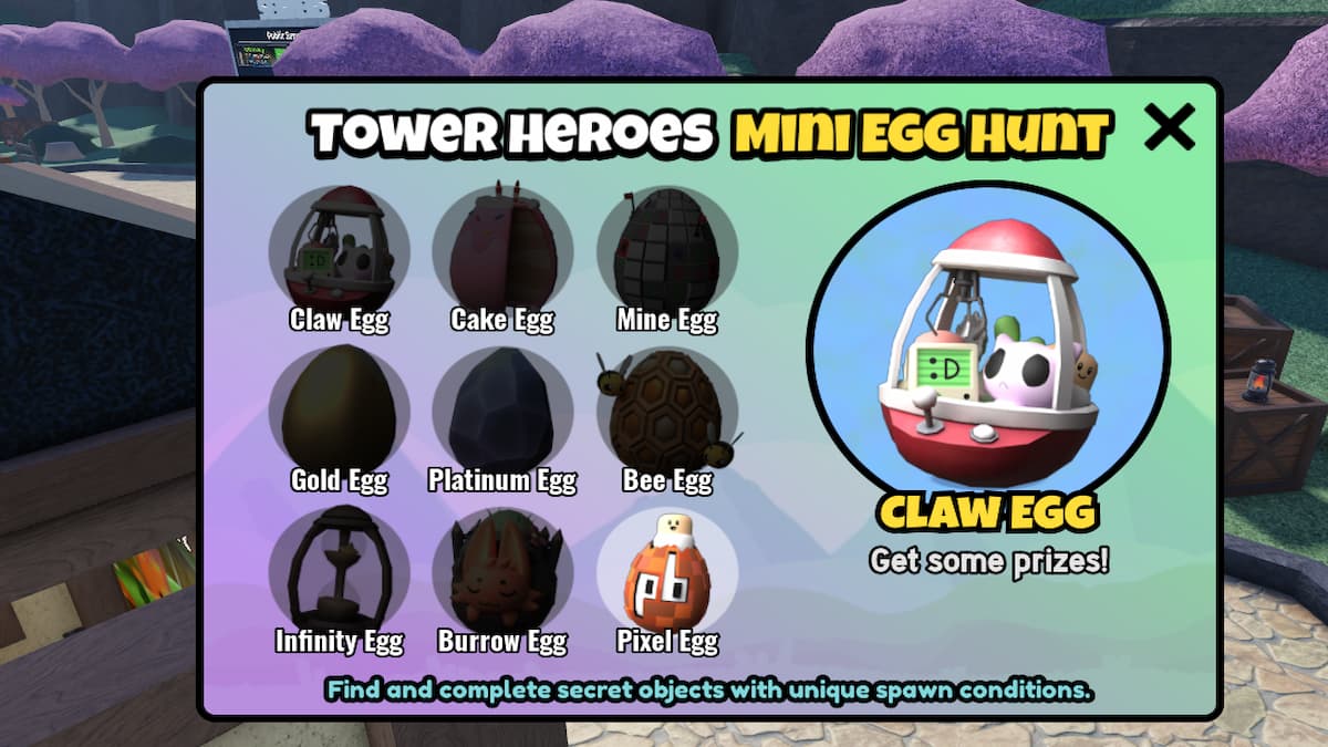 The Egg Hunt Menu in Tower Heroes